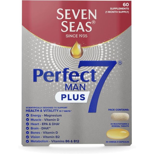 60x Seven Seas Perfect7 Man + Multivitamin Duo, (30 Omega 3 & 30 Multivitamin)